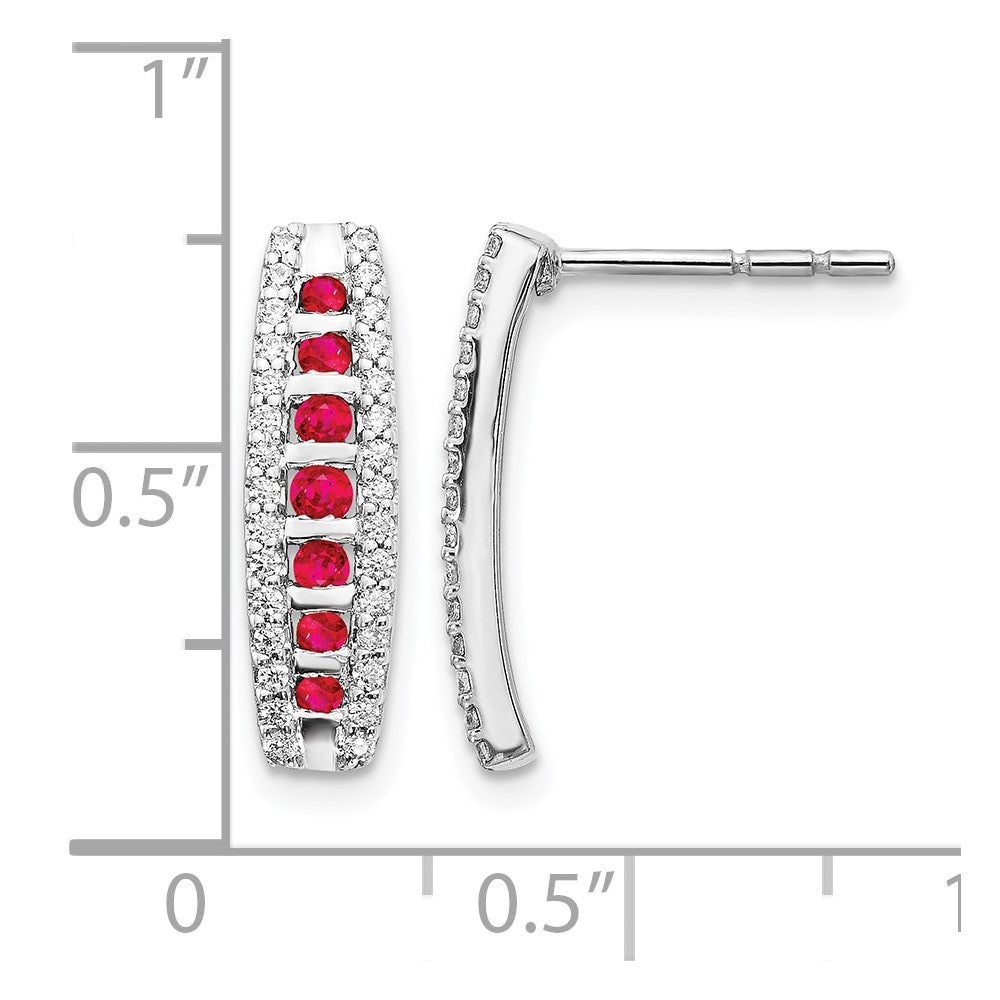 14k White Gold 1/3 ct Lab Grown Diamond VS/SI+ G+ & Cr Ruby Post Earrings