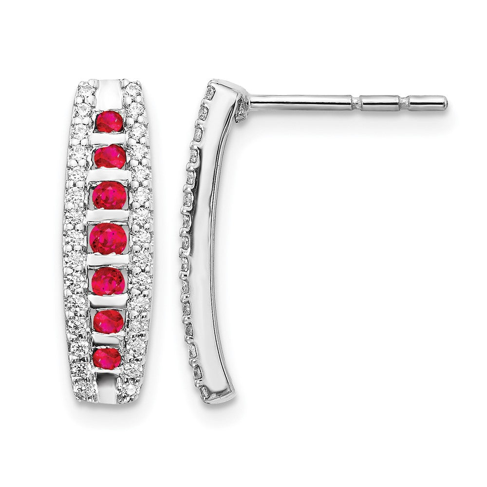 14k White Gold 1/3 ct Lab Grown Diamond VS/SI+ G+ & Cr Ruby Post Earrings