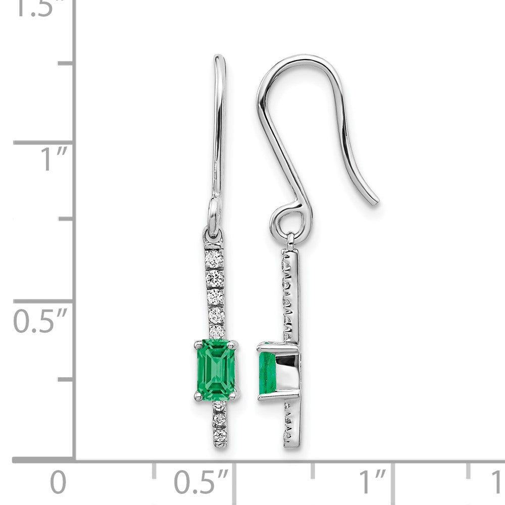 14k White Gold 1/8 ct Lab Grown Diamond VS/SI+ G+ & Cr Emerald Earrings