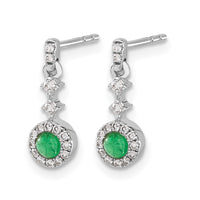14k White Gold 1/6 ct Lab Grown Dia VS/SI+ G+ & Cr Em Dangle Post Earrings