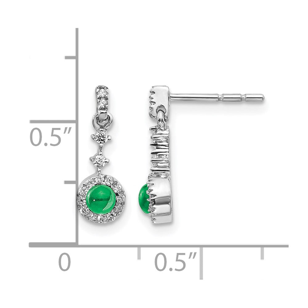 14k White Gold 1/6 ct Lab Grown Dia VS/SI+ G+ & Cr Em Dangle Post Earrings