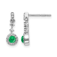 14k White Gold 1/6 ct Lab Grown Dia VS/SI+ G+ & Cr Em Dangle Post Earrings