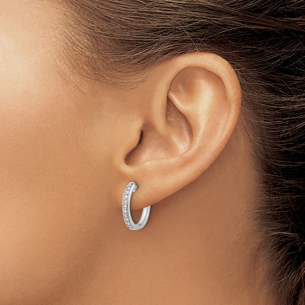 14kw 1/4ct Lab Grown Diamond VS/SI+ G+ Comp Hinged Hoop Earrings