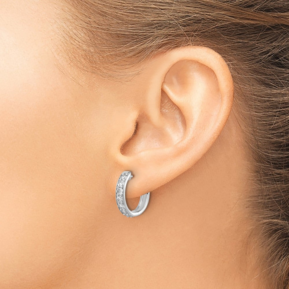 14kw 1ct Lab Grown Diamond VS/SI+ G+ Comp Hinged Hoop Earrings