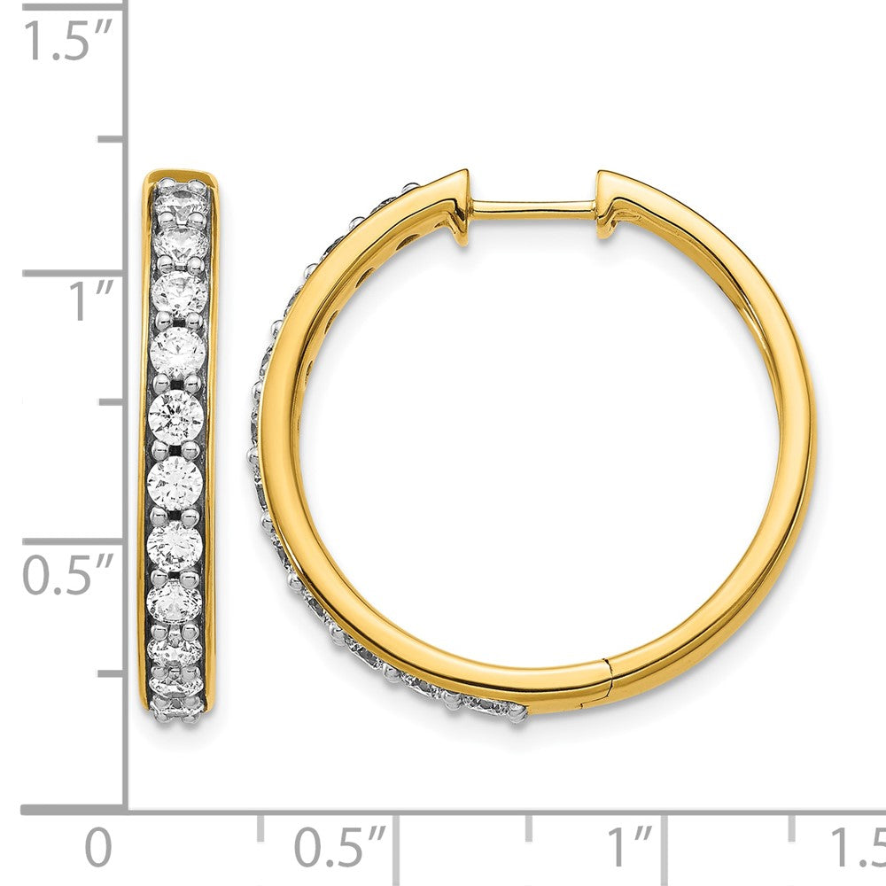 14k 1 1/2ct Lab Grown Diamond VS/SI+ G+ Comp Hinged Hoop Earrings