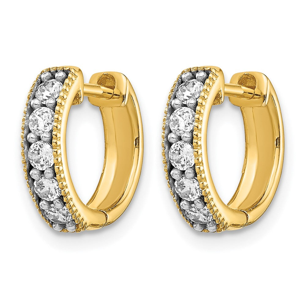 14k 1/3ct Lab Grown Dia VS/SI+ G+ Comp Miligrain Hinged Hoop Earrings