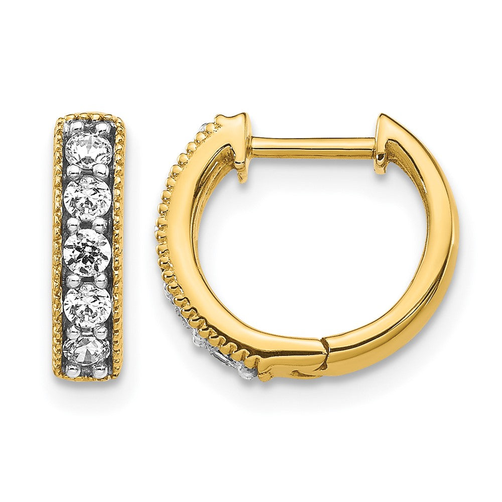 14k 1/3ct Lab Grown Dia VS/SI+ G+ Comp Miligrain Hinged Hoop Earrings