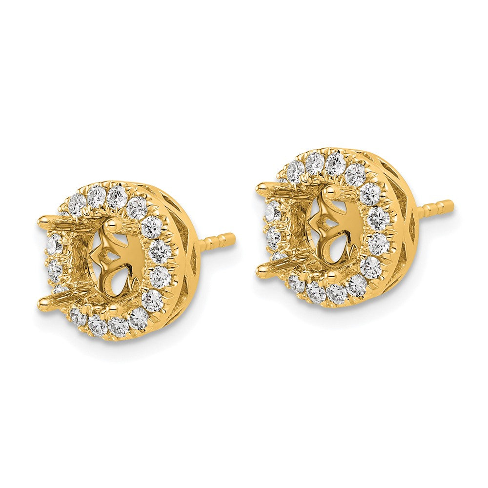 14k 1/2ct Lab Grown Diamond VS/SI+ G+ Semi Round Halo Post Earrings