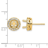 14k 1/2ct Lab Grown Diamond VS/SI+ G+ Semi Round Halo Post Earrings