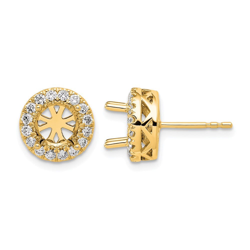 14k 1/2ct Lab Grown Diamond VS/SI+ G+ Semi Round Halo Post Earrings