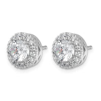 14kw 2 1/2ct Cert Lab Grown Dia VS/SI+ G+ Comp Round Halo Post Earrings