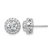 14kw 2 1/2ct Cert Lab Grown Dia VS/SI+ G+ Comp Round Halo Post Earrings