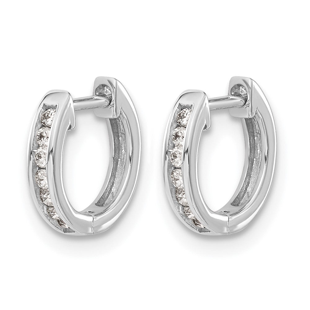 14k White Gold 1/8ct Lab Grown Dia VS/SI+ G+ Comp Hinged Hoop Earrings