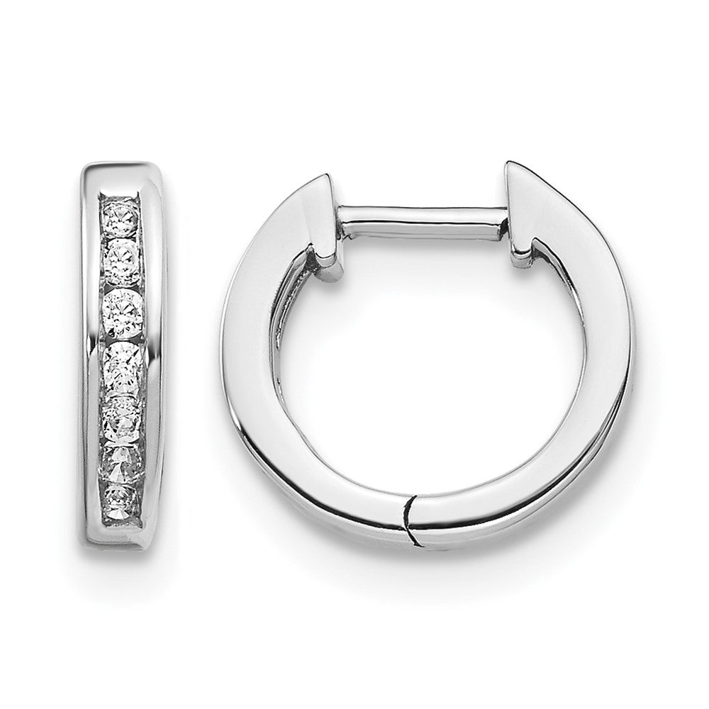 14k White Gold 1/8ct Lab Grown Dia VS/SI+ G+ Comp Hinged Hoop Earrings