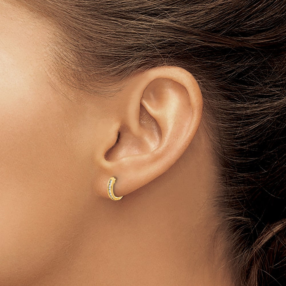 14k 1/8ct Lab Grown Dia VS/SI+ G+ Comp Hinged Hoop Earrings