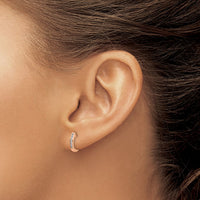 14k Rose Gold 1/8ct Lab Grown Dia VS/SI+ G+ Comp Hinged Hoop Earrings