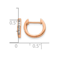 14k Rose Gold 1/8ct Lab Grown Dia VS/SI+ G+ Comp Hinged Hoop Earrings