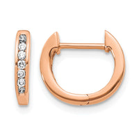 14k Rose Gold 1/8ct Lab Grown Dia VS/SI+ G+ Comp Hinged Hoop Earrings