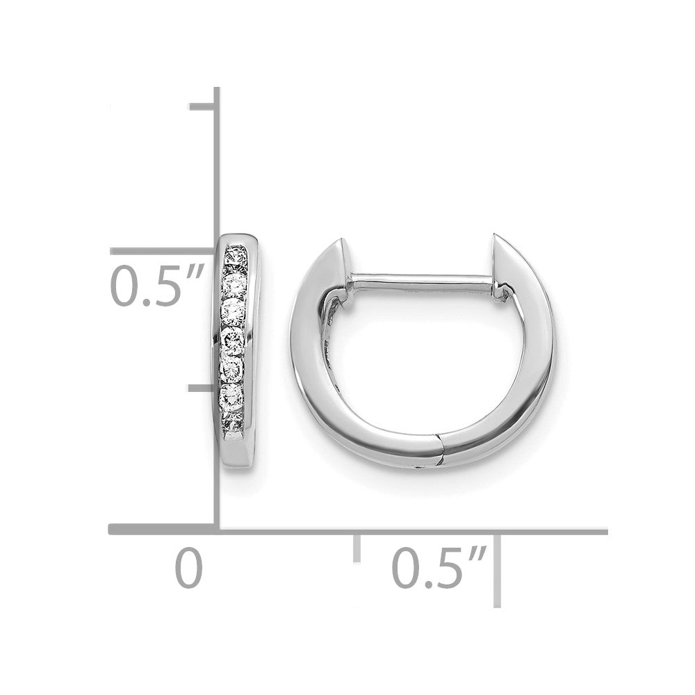 14k White Gold 1/8ct Lab Grown Dia VS/SI+ G+ Comp Hinged Hoop Earrings