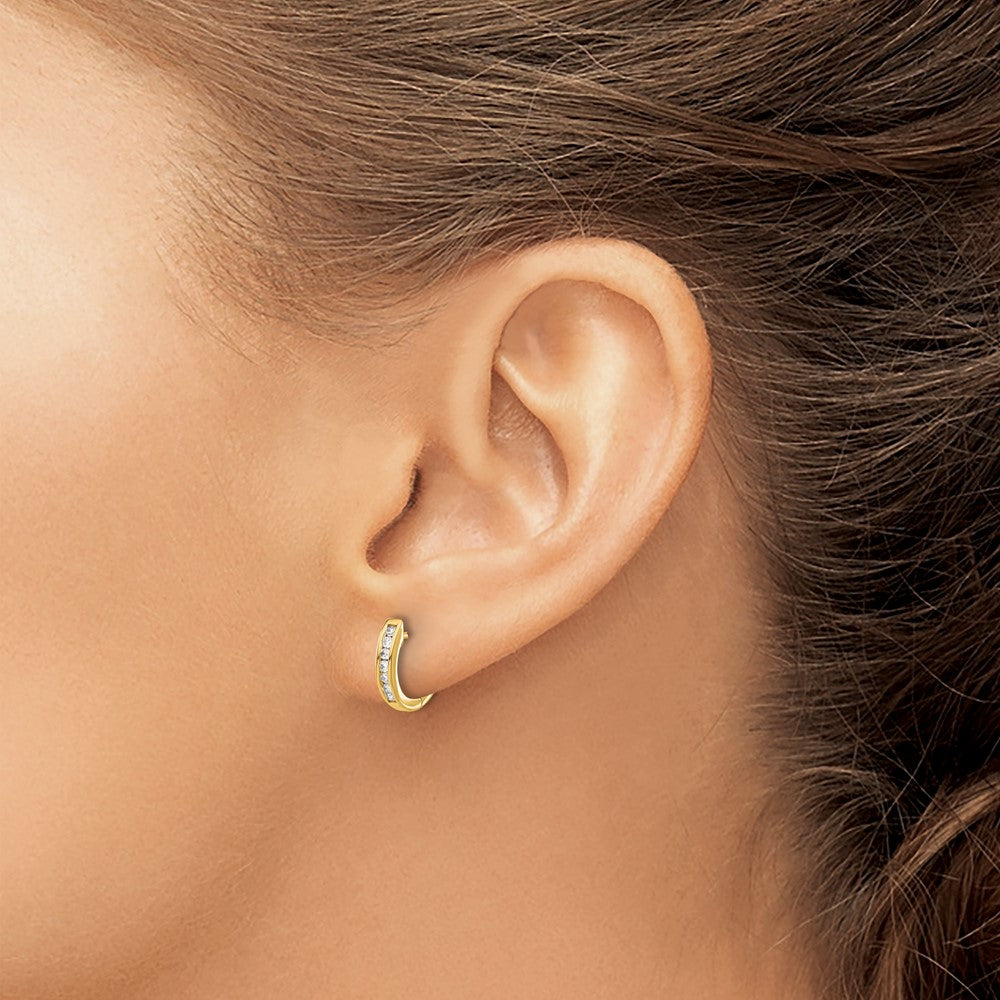 14k 1/8ct Lab Grown Dia VS/SI+ G+ Comp Hinged Hoop Earrings