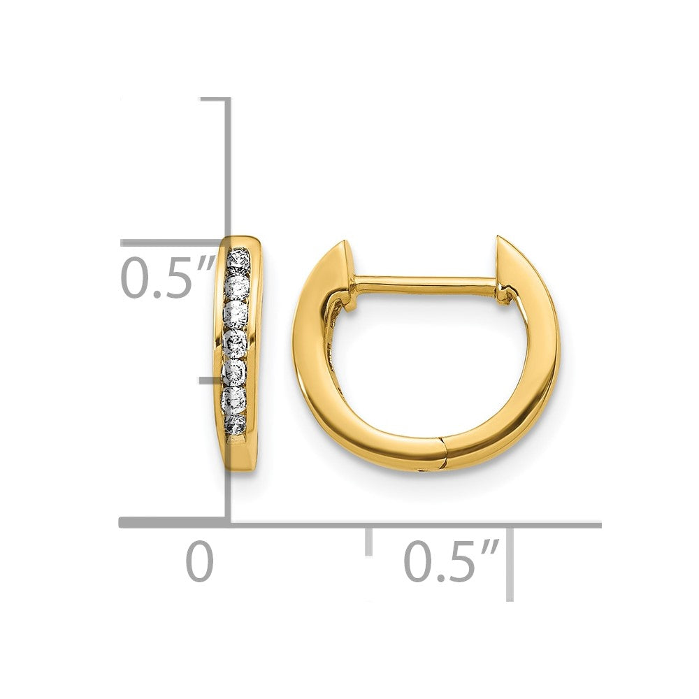 14k 1/8ct Lab Grown Dia VS/SI+ G+ Comp Hinged Hoop Earrings
