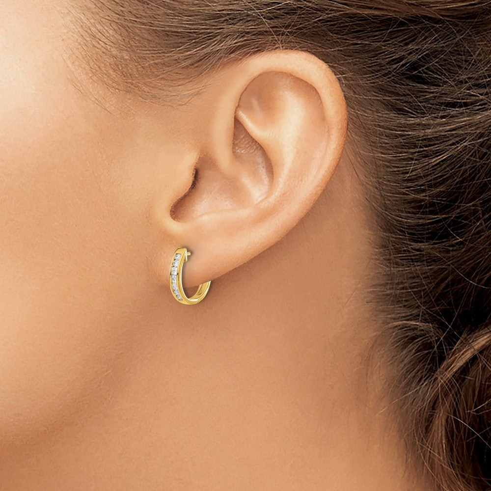 14k 1/4ct Lab Grown Dia VS/SI+ G+ Comp Hinged Hoop Earrings