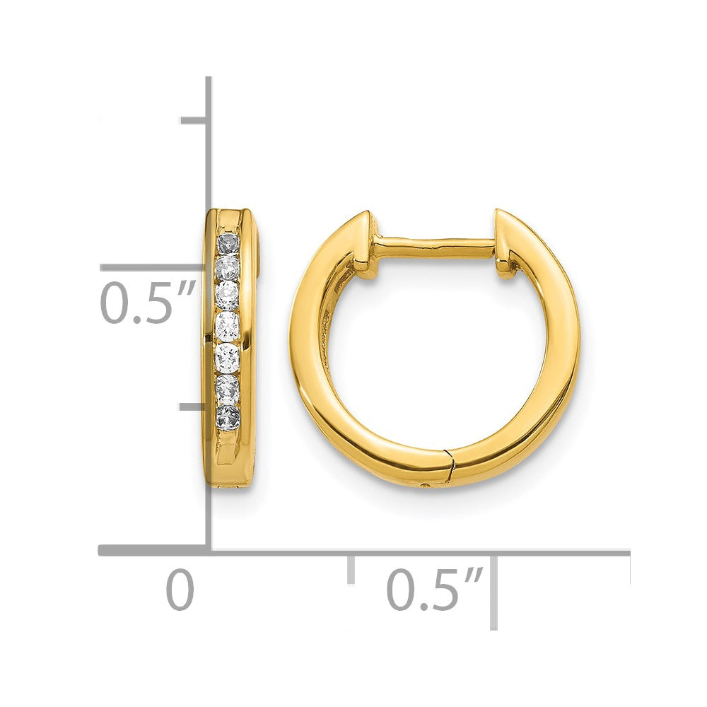 14k 1/4ct Lab Grown Dia VS/SI+ G+ Comp Hinged Hoop Earrings