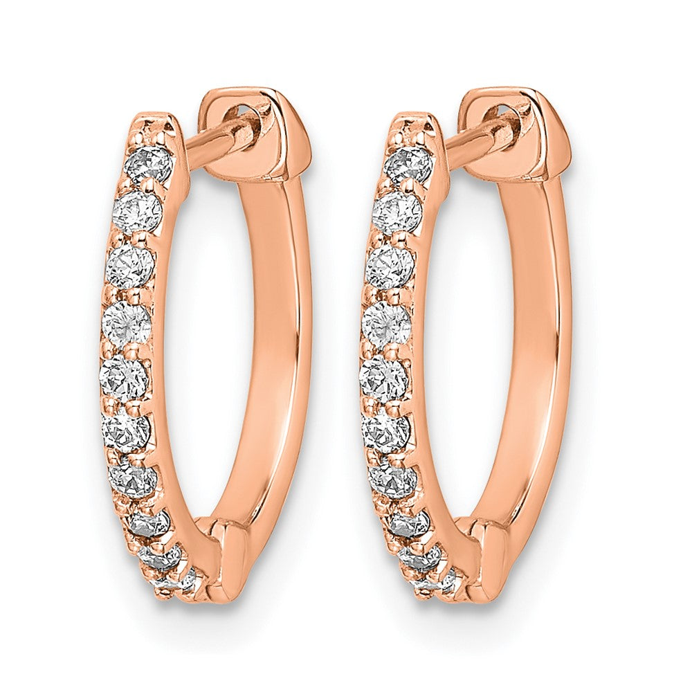 14k Rose Gold 1/5ct Lab Grown Dia VS/SI+ G+ Comp Hinged Hoop Earrings