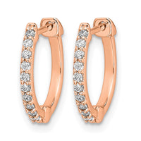 14k Rose Gold 1/5ct Lab Grown Dia VS/SI+ G+ Comp Hinged Hoop Earrings