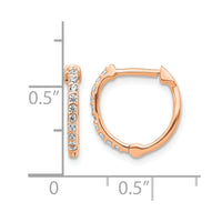14k Rose Gold 1/5ct Lab Grown Dia VS/SI+ G+ Comp Hinged Hoop Earrings