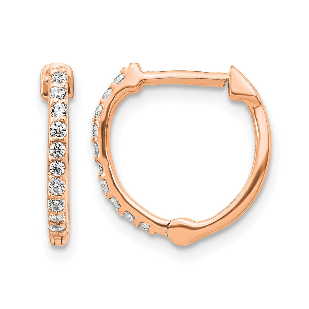 14k Rose Gold 1/5ct Lab Grown Dia VS/SI+ G+ Comp Hinged Hoop Earrings