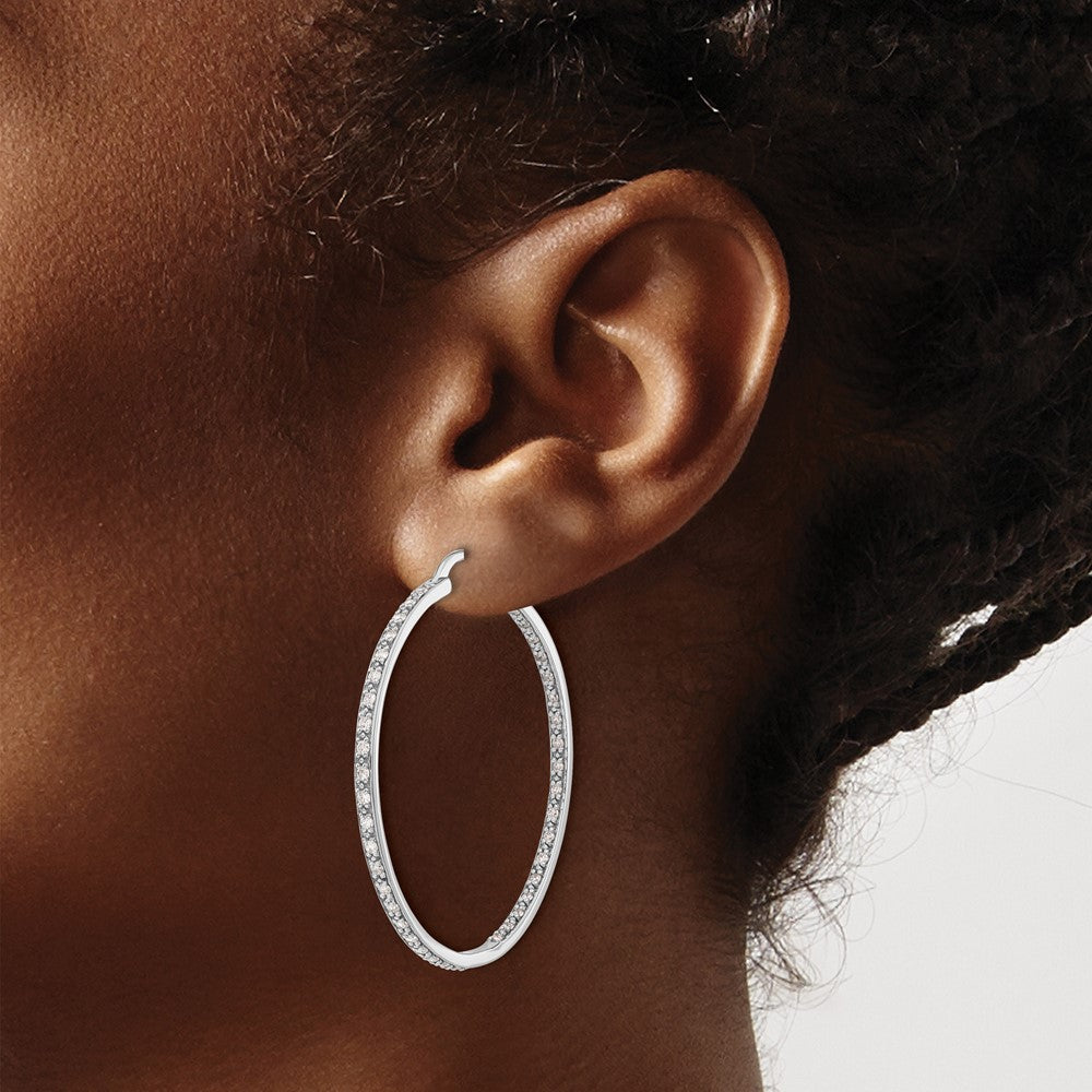 14kw 7/8ct Lab Grown Diamond VS/SI+ G+ Comp In/Out Hoop Earrings