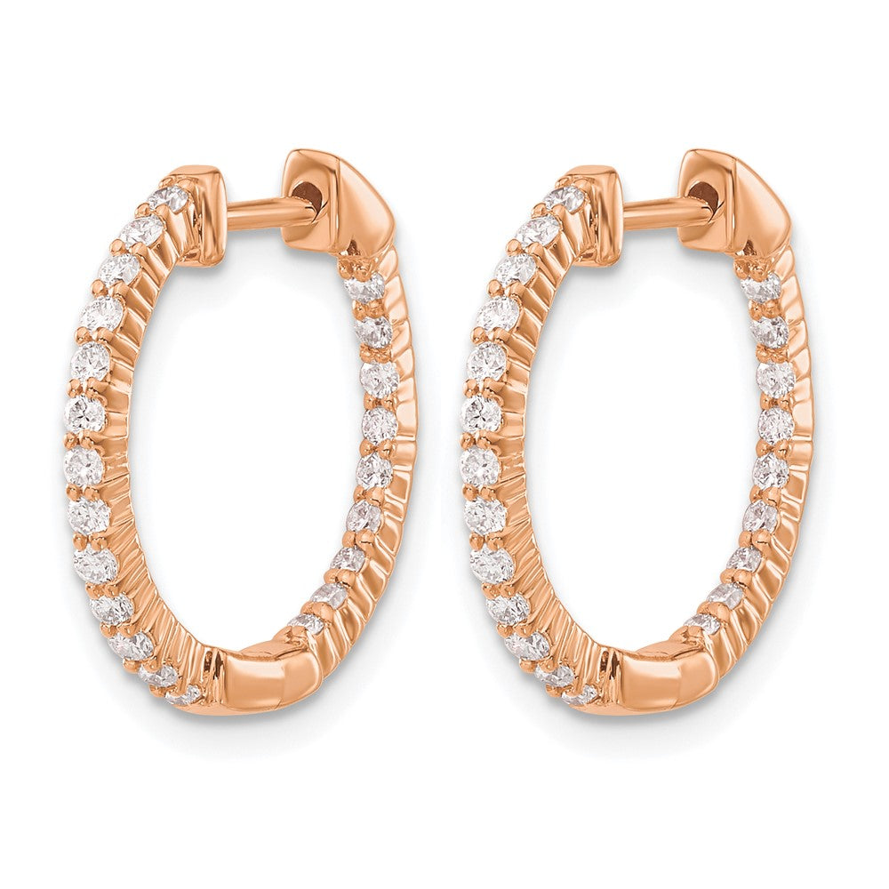 14k Rose Gold 1/2ct Lab Grown Dia VS/SI+ G+ Comp In/Out Hoop Earrings