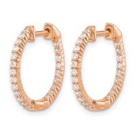 14k Rose Gold 1/2ct Lab Grown Dia VS/SI+ G+ Comp In/Out Hoop Earrings