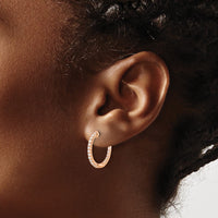 14k Rose Gold 1/2ct Lab Grown Dia VS/SI+ G+ Comp In/Out Hoop Earrings