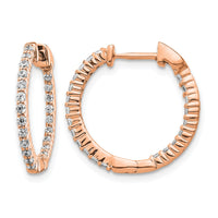 14k Rose Gold 1/2ct Lab Grown Dia VS/SI+ G+ Comp In/Out Hoop Earrings