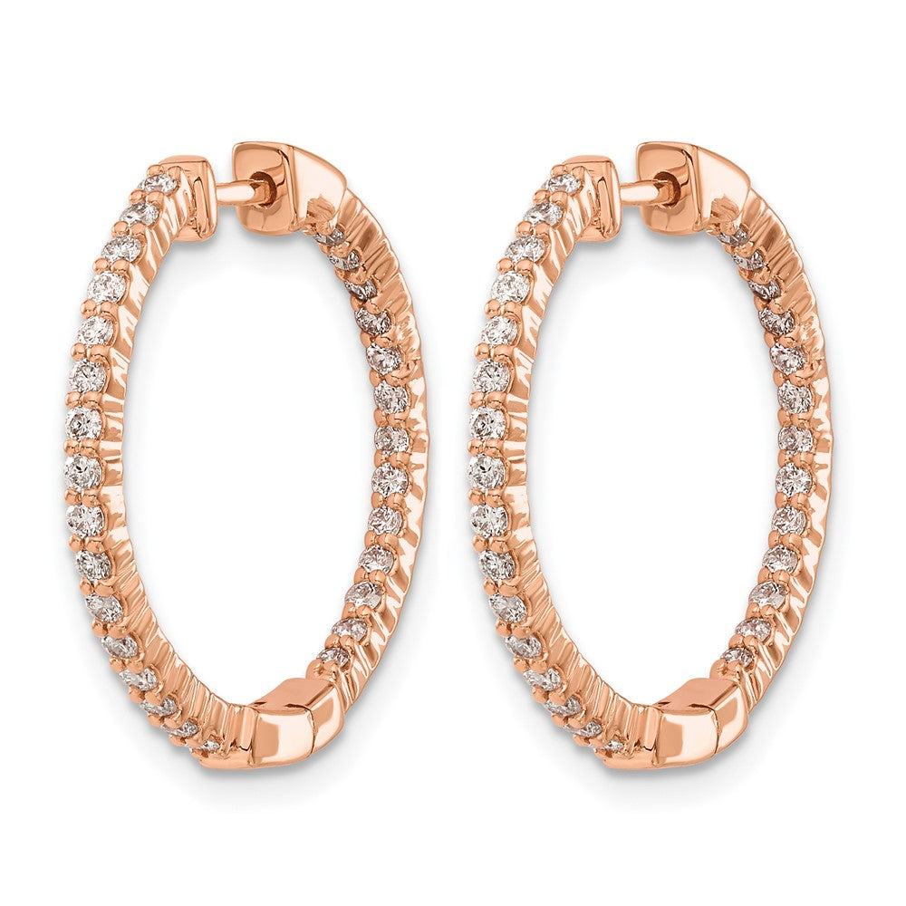 14k Rose Gold 5/8ct Lab Grown Dia VS/SI+ G+ Comp In/Out Hoop Earrings