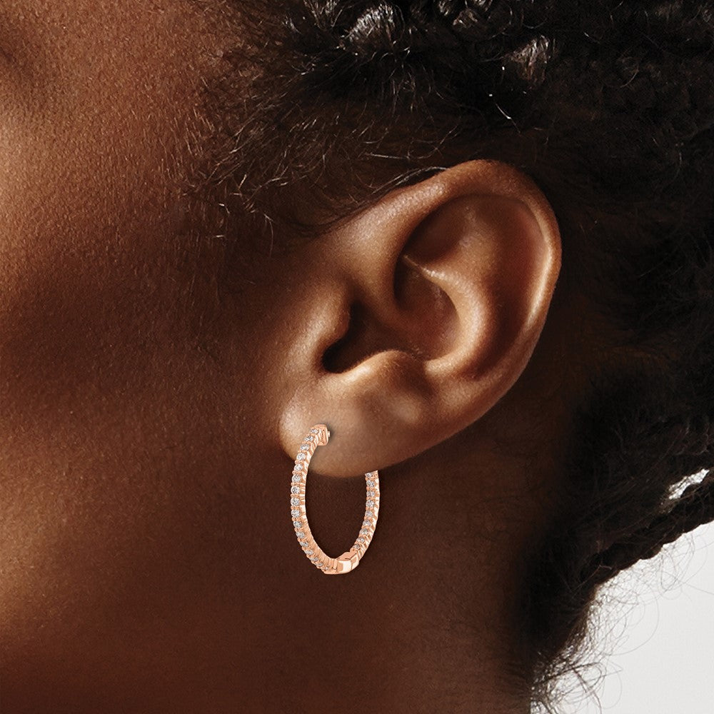 14k Rose Gold 5/8ct Lab Grown Dia VS/SI+ G+ Comp In/Out Hoop Earrings