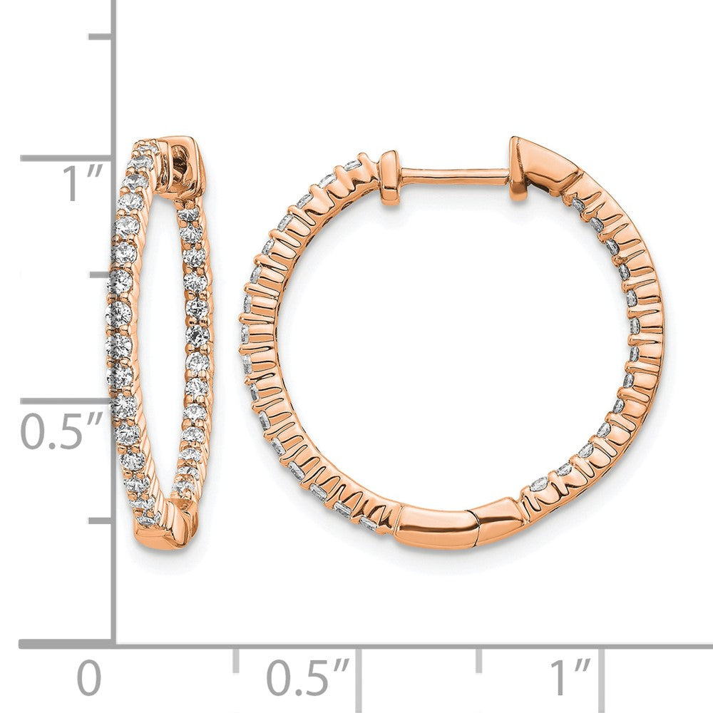 14k Rose Gold 5/8ct Lab Grown Dia VS/SI+ G+ Comp In/Out Hoop Earrings