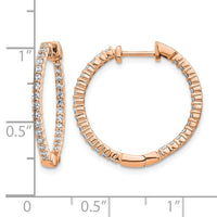14k Rose Gold 5/8ct Lab Grown Dia VS/SI+ G+ Comp In/Out Hoop Earrings
