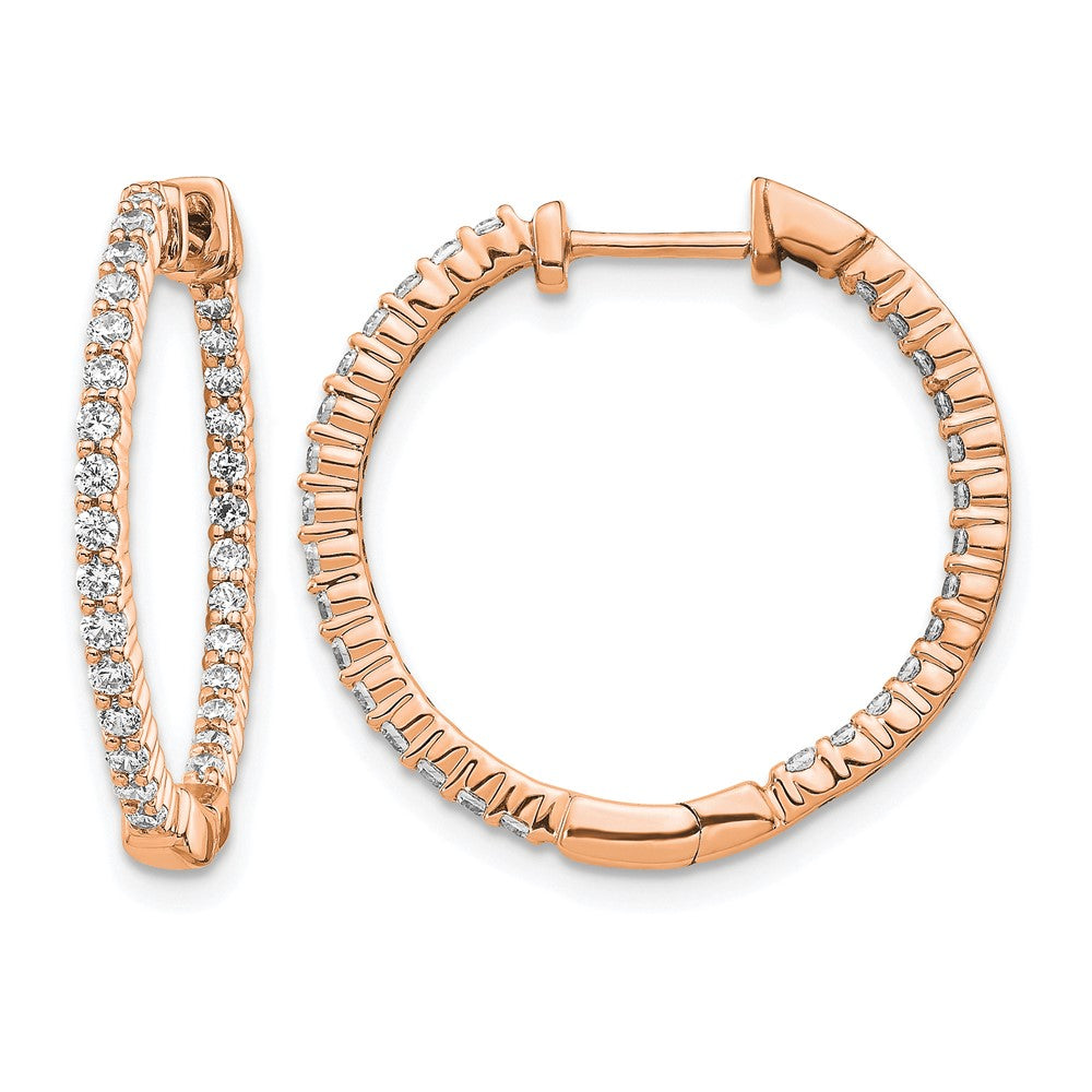 14k Rose Gold 5/8ct Lab Grown Dia VS/SI+ G+ Comp In/Out Hoop Earrings