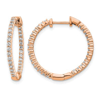 14k Rose Gold 5/8ct Lab Grown Dia VS/SI+ G+ Comp In/Out Hoop Earrings