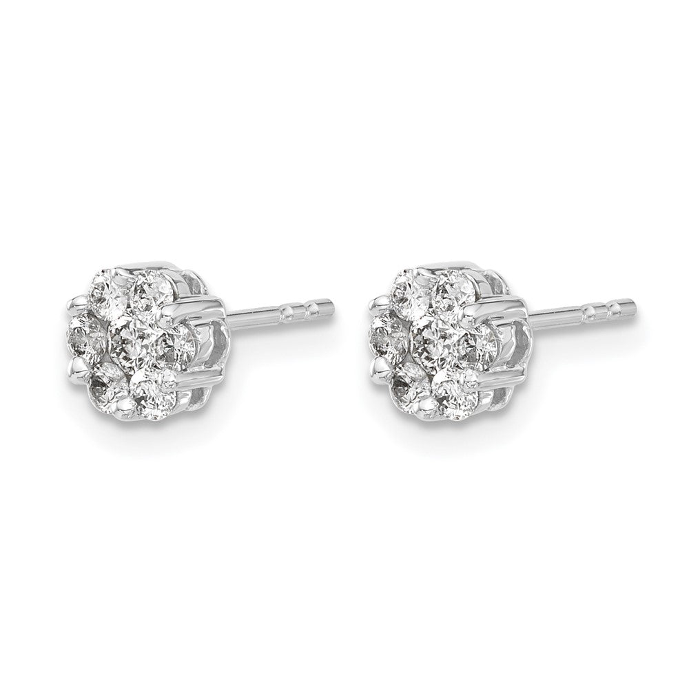 14k White Gold 1/2 ct Lab Grown Dia VS/SI+ G+ Cluster Post Earrings