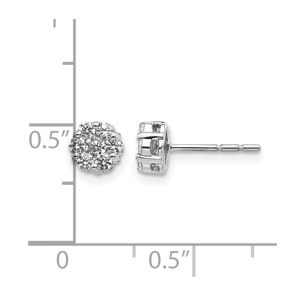 14k White Gold 1/2 ct Lab Grown Dia VS/SI+ G+ Cluster Post Earrings