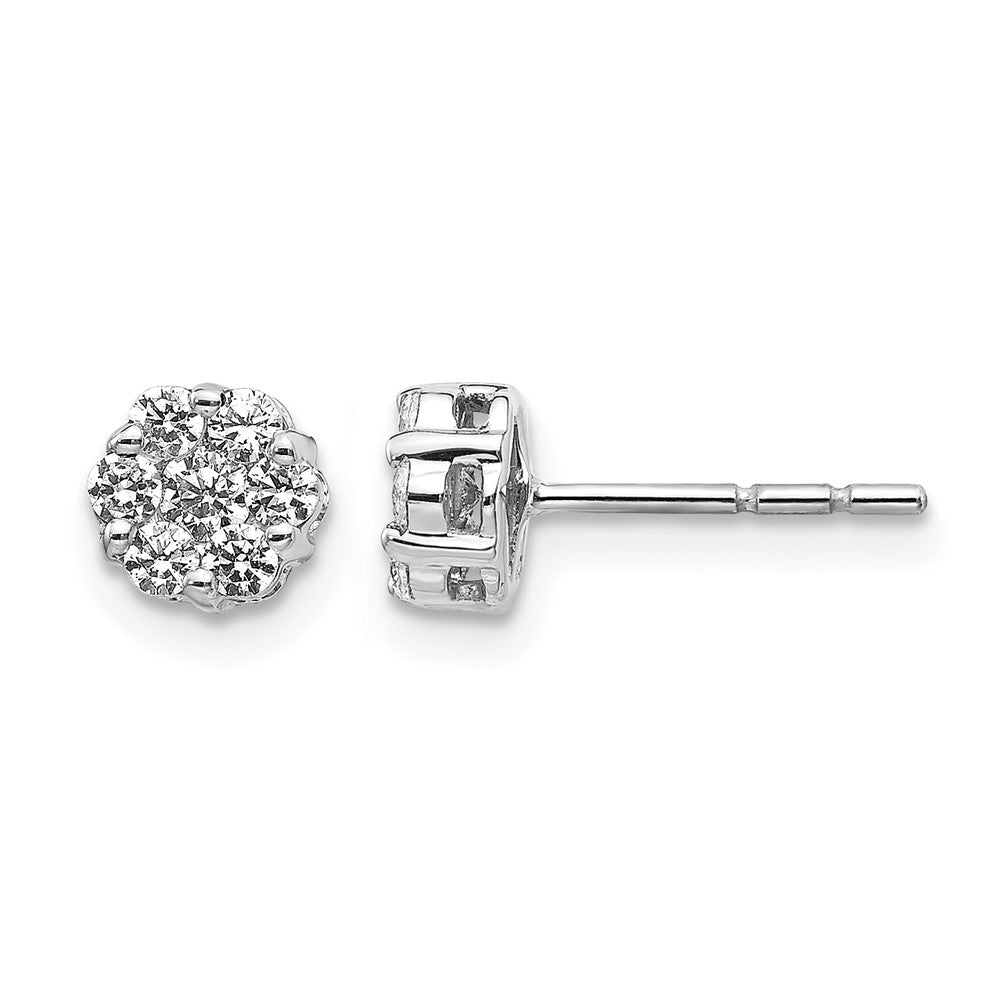 14k White Gold 1/2 ct Lab Grown Dia VS/SI+ G+ Cluster Post Earrings