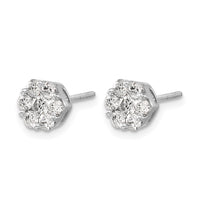 14k White Gold 1ct Lab Grown Diamond VS/SI+ G+ Screwback Cluster Earrings