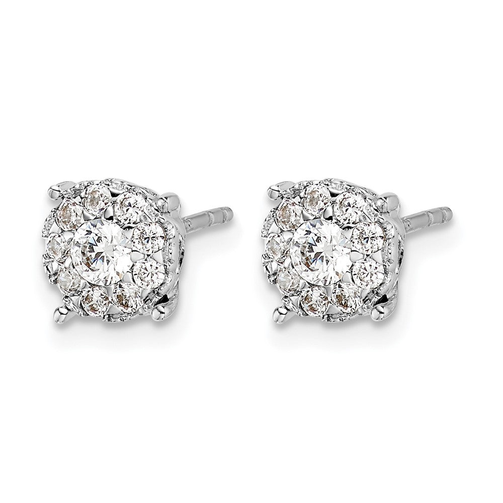 14k White Gold 1 ct Lab Grown Diamond VS/SI+ G+ Halo Post Earrings