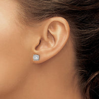 14k White Gold 1 ct Lab Grown Diamond VS/SI+ G+ Halo Post Earrings