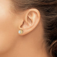14k Yellow Gold 1 ct Lab Grown Diamond VS/SI+ G+ Halo Post Earrings