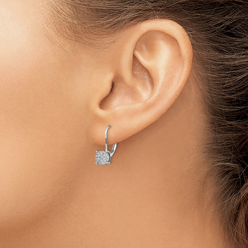 14kw 1/6ct Lab Grown Dia VS/SI+ G+ Comp. Cluster Leverback Earrings